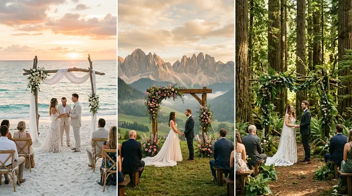 Pareja celebrando su boda en un entorno de montaña en México rodeados de naturaleza