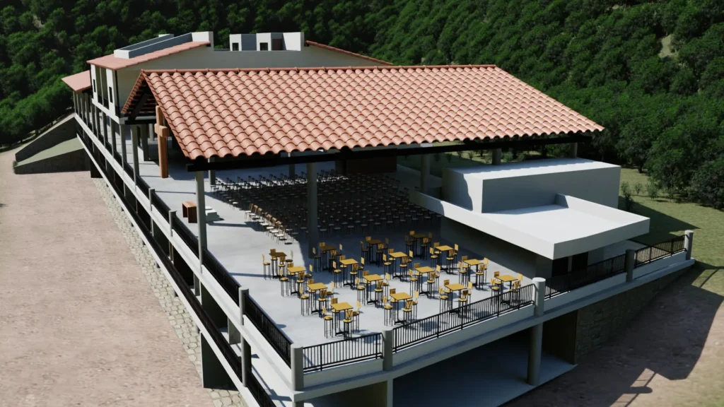 Gran Malinalco terraza con mesas para el café