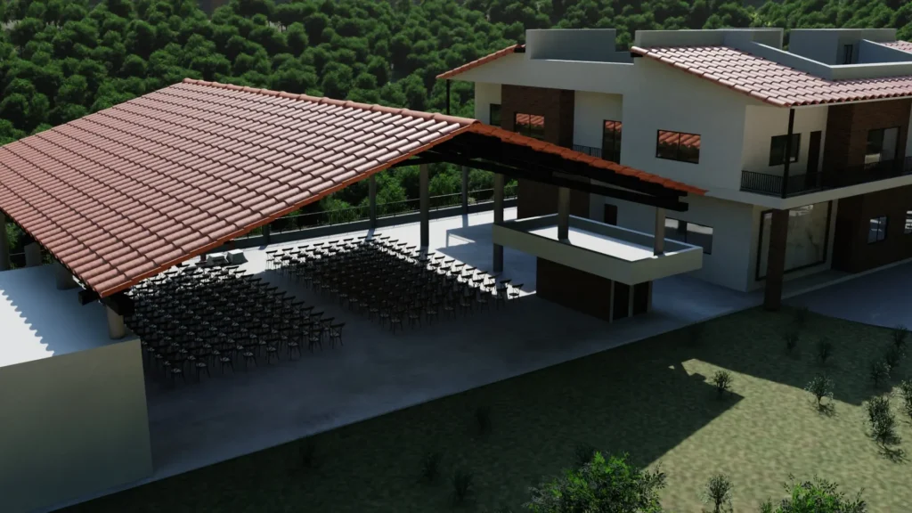 Gran Malinalco capilla vista trasera y jardín