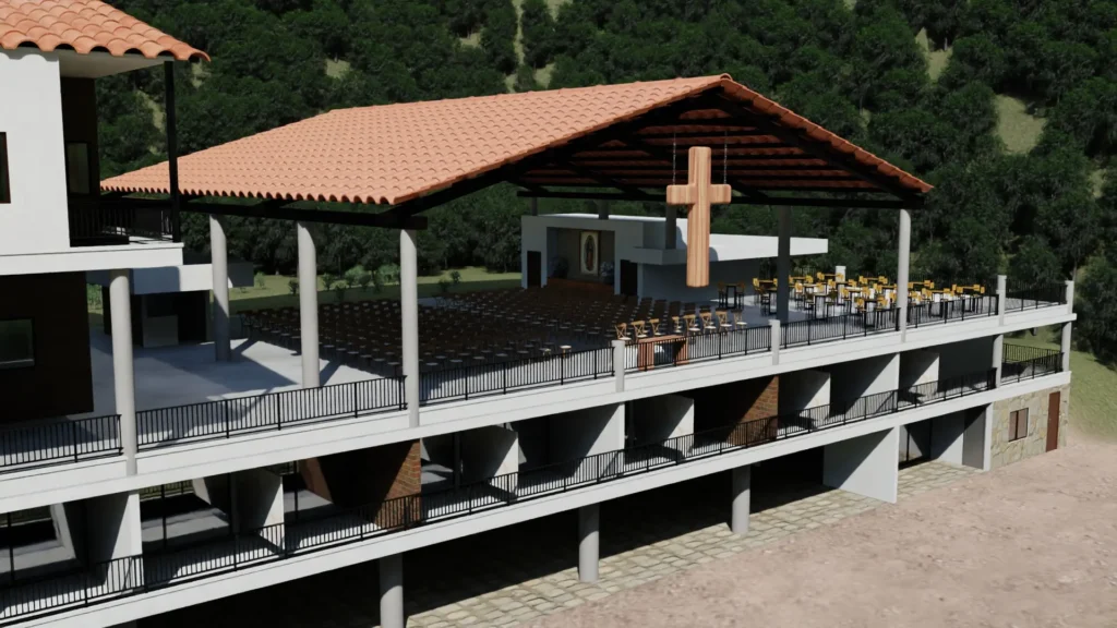 Gran Malinalco capilla con cruz de madera