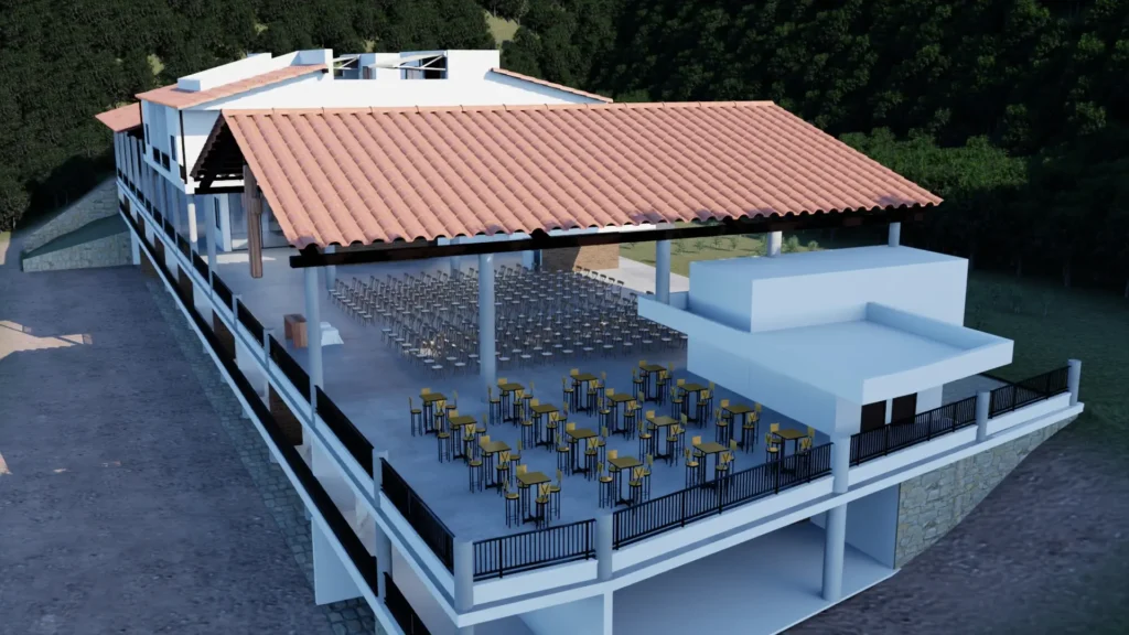 Gran Malinalco terraza con mesas para el café