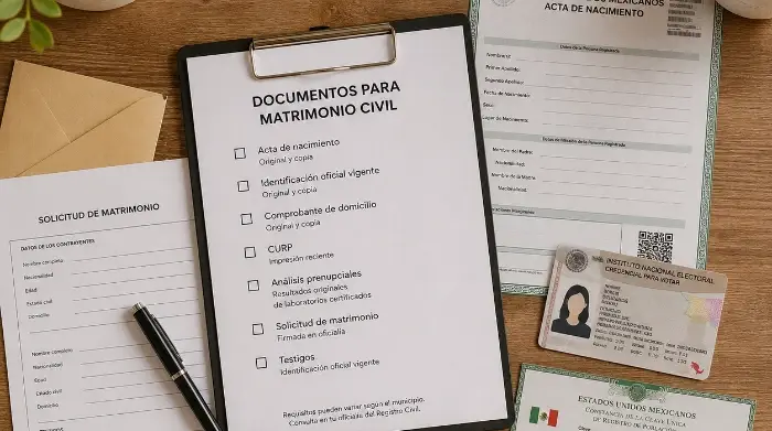 Documentos legales para boda civil en México