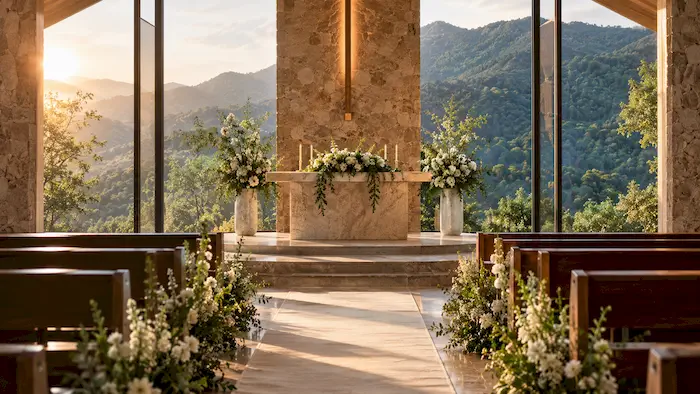 Catholic chapel surrounded by nature for a modern Catholic wedding in Malinalco