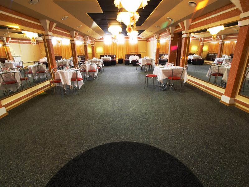 The big hall of restaurant in modern hotel