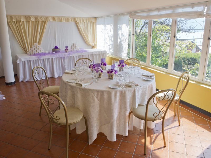 Restaurant interior Table furnished inside a restaurant