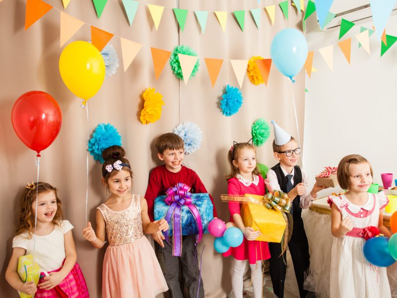 happy kids came to celebrate their friend birthday party
